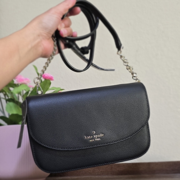 NWT Kate Spade Kristi Chain Flap Crossbody In Black - Picture 5 of 6
